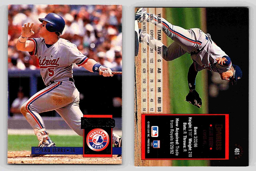 Sean Berry Third Baseman Montreal Expos Donruss 1993 Card 461 Memorabilia