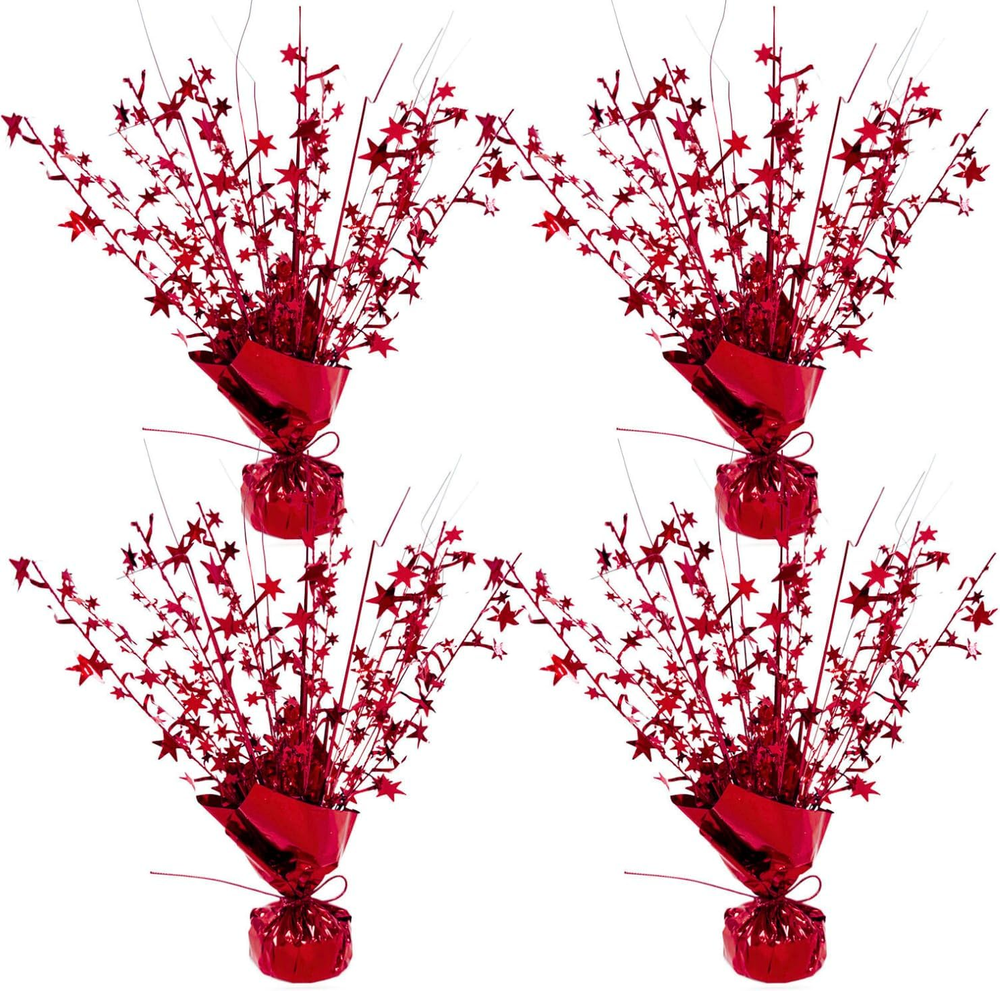 4-Pack Glitter Red Star Centerpieces-Table Decorations for Home Decor Birthday W