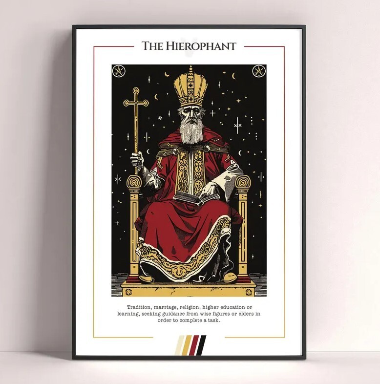 Hierophant Tarot Card Art Print Digital Download Spiritual Wall Decor