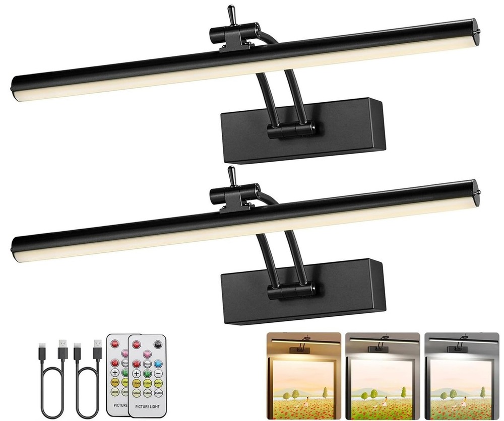 2 Pack Picture Lights for Wall Battery Operated, 12 inch Wireless Art Lightin...