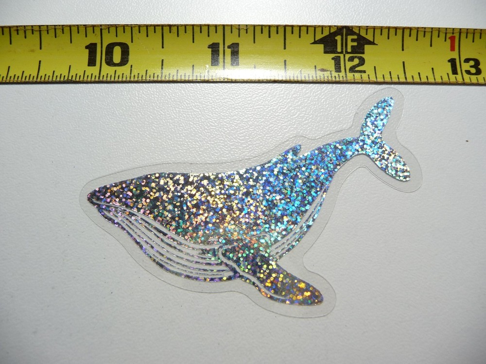 HOLOGRAPHIC HUMPBACK WHALE STICKER DECAL OCEAN SEA LIFE SPARKLE