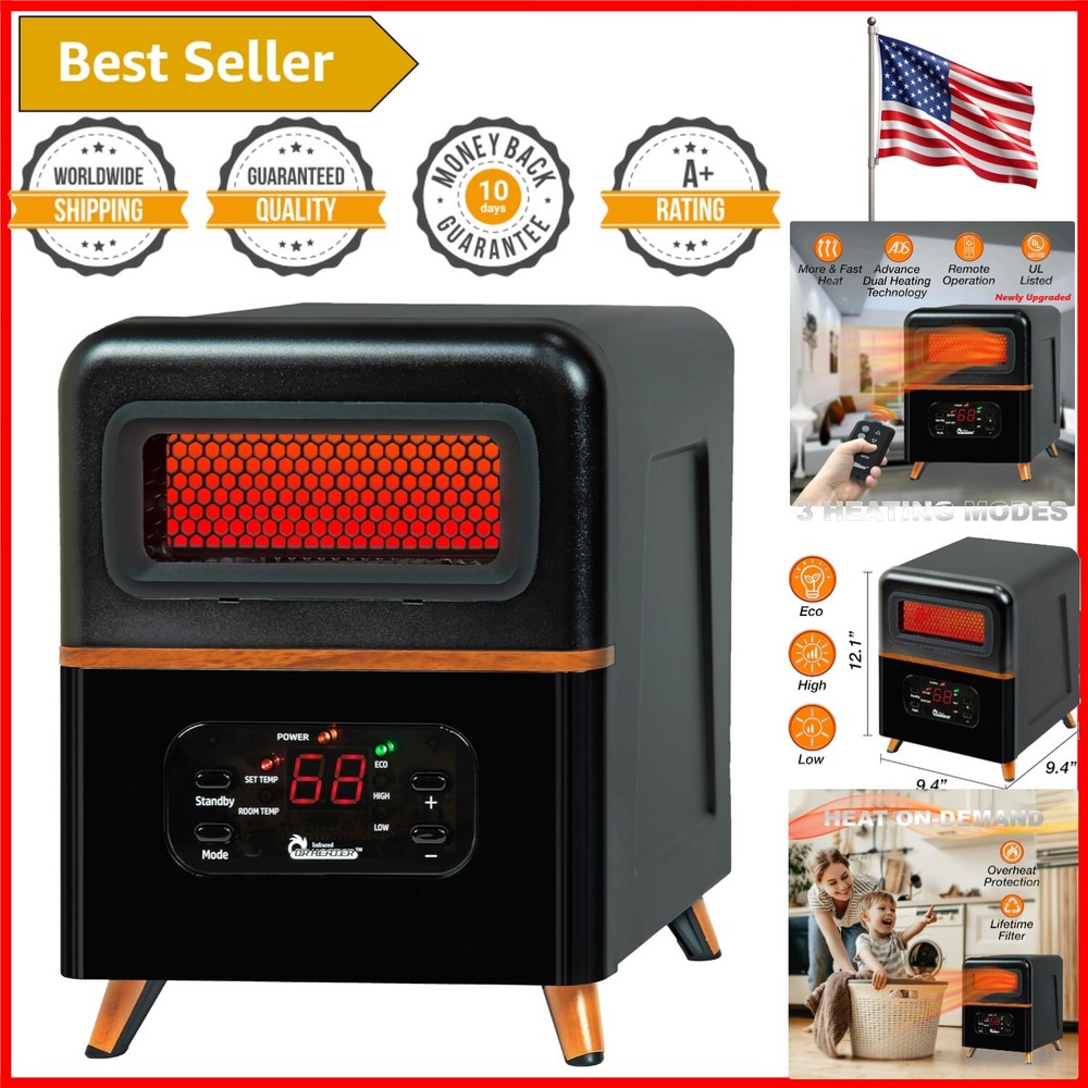 Efficient 1500W Dual Heating Hybrid Infrared Space Heater with Remote Control