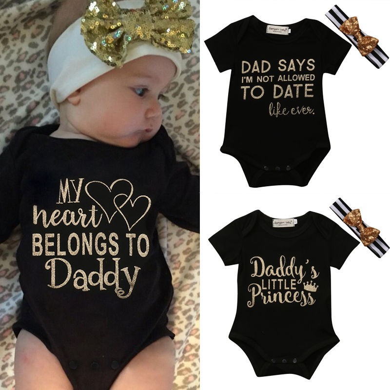 Newborn Baby Boys Girls Letter-printed one-piece Clothes Jumpsuit Bodysuit Set