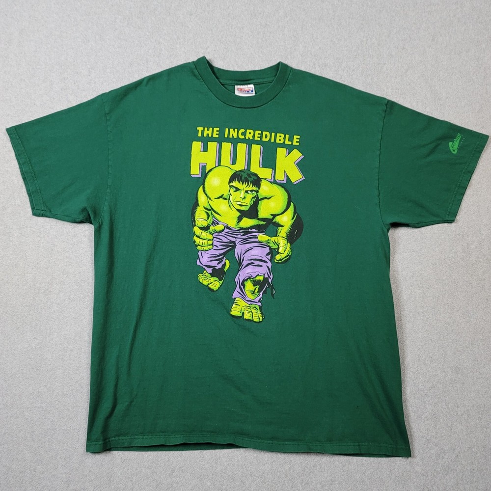 Vintage 90s Incredible Hulk Marvel T-Shirt Sz 2XL Comic Movie Green
