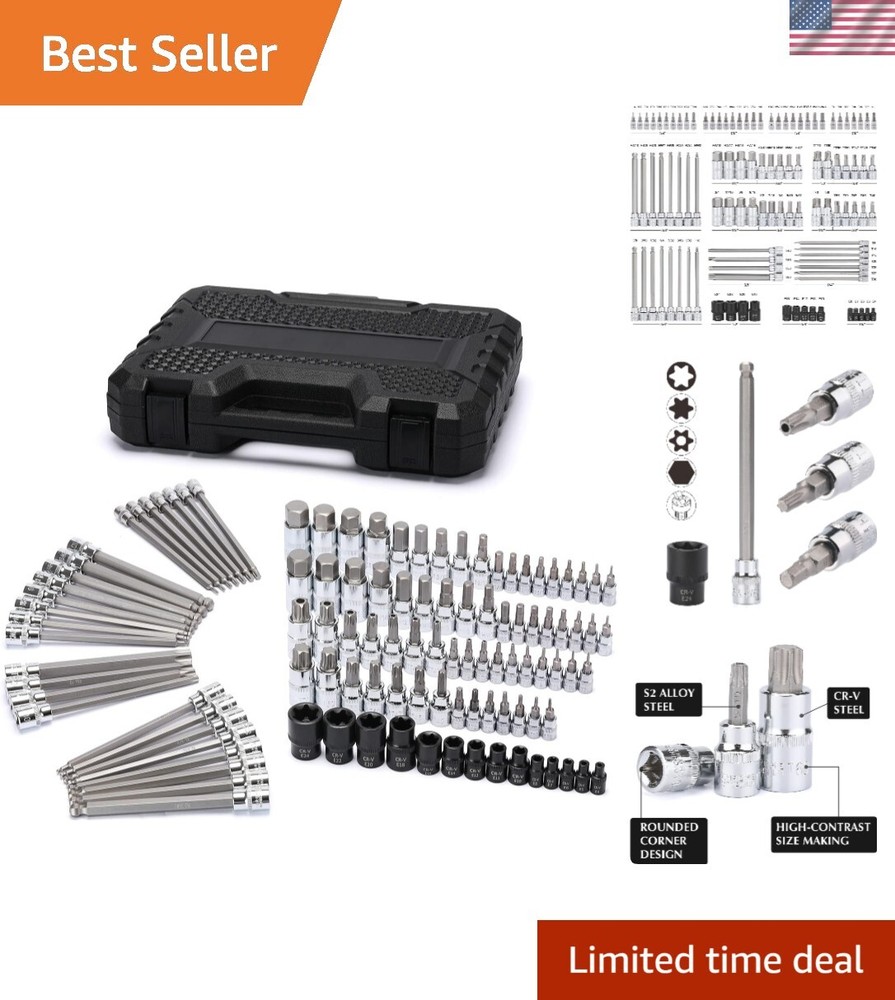 Comprehensive Bit Socket Set 107-Piece: Hex/Torx Drive with Case Included