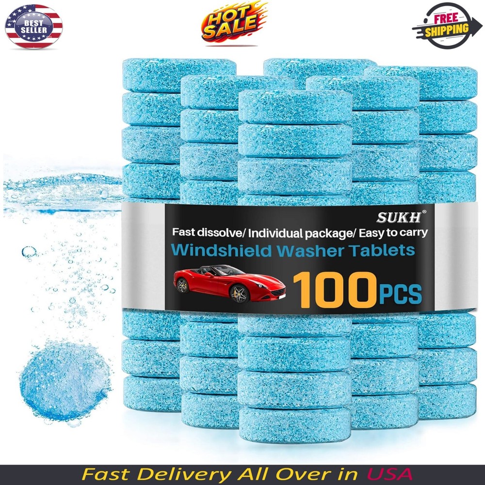 Sukh Car Windshield Washer Tablets Concentrated Glass Cleaner for Streak-Free Clarity