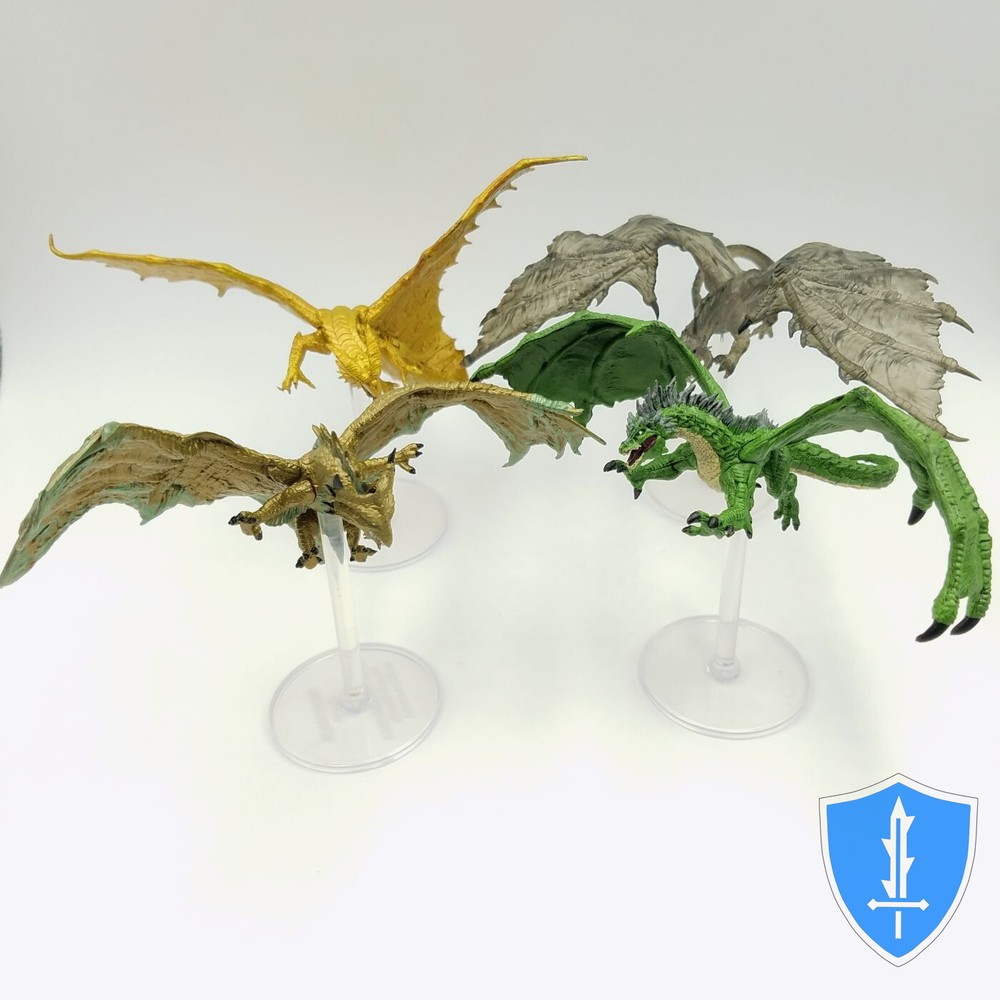 4 Large D&D Dragons - Bronze Shadow Green Copper Tyranny of Dragons Set