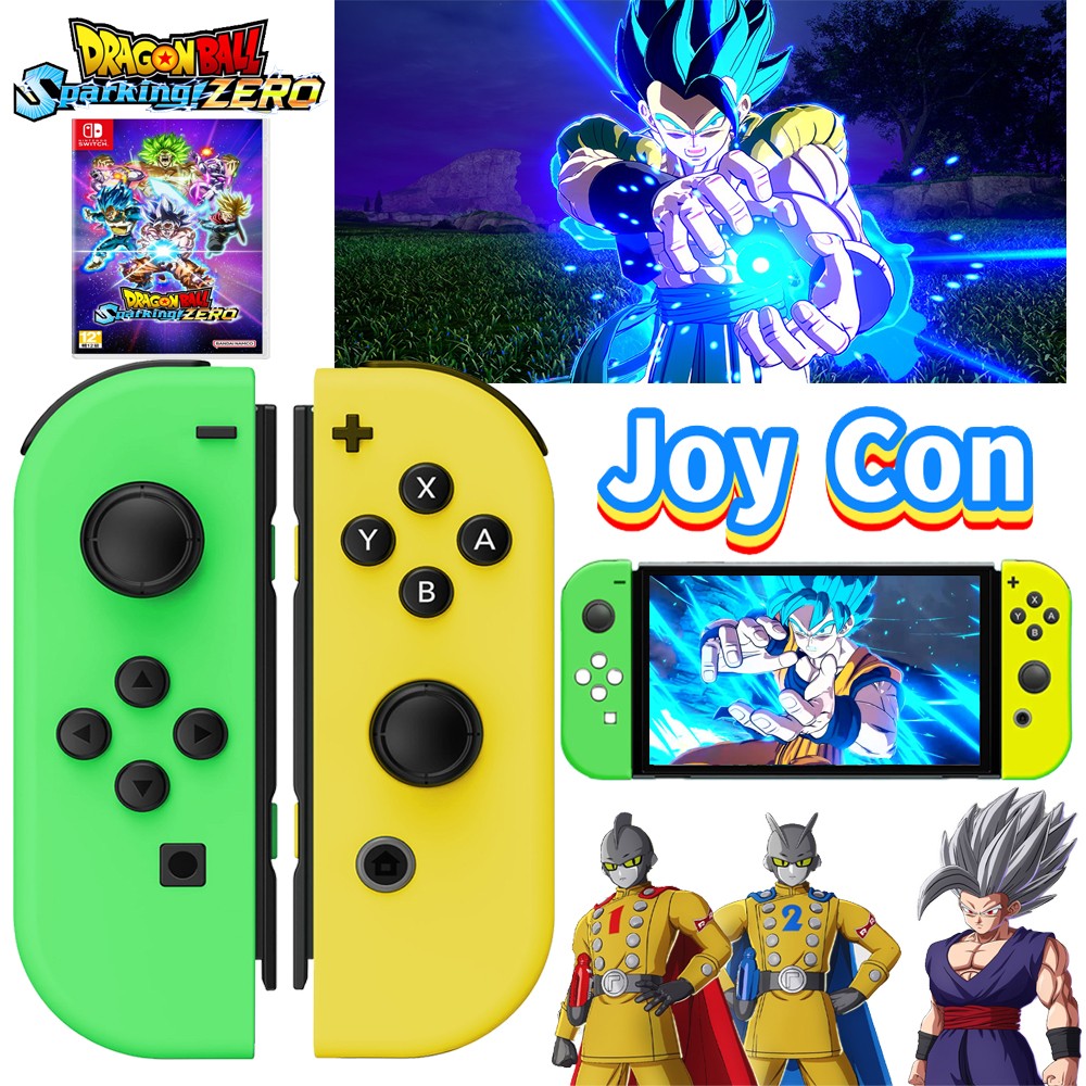 1-Pair Green Yellow For Nintendo Switch Joy Con Controller L+R Wireless Gamepad.