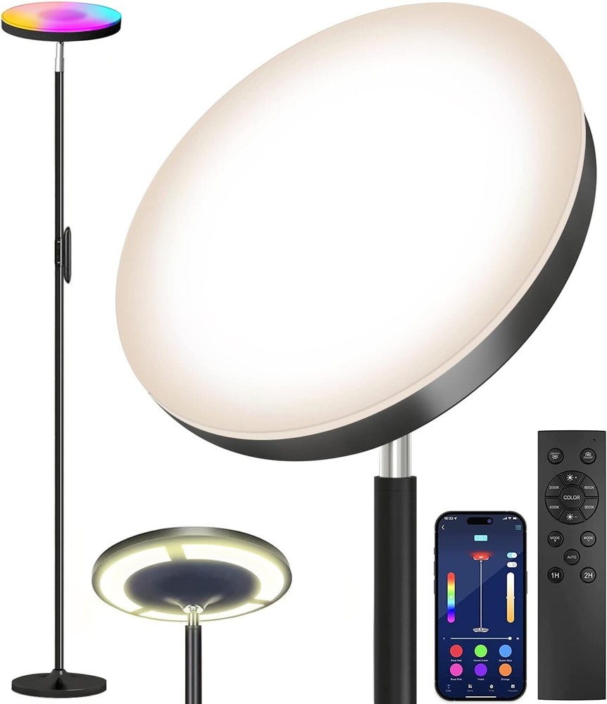 Smart LED Floor Lamp 36W 2600LM Dual-Side Lighting Remote & App Control-image