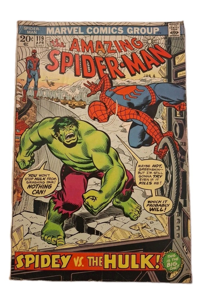Marvel Comics Group The Amazing Spider-Man Vtg #119 Spidey Vs The Hulk