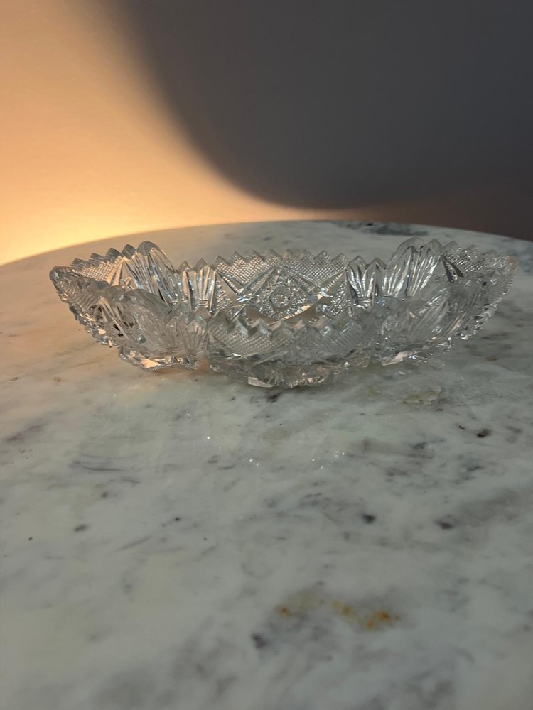 Vintage Clear Crystal American Brilliant Cut Glass Candy and Trinket Dish 8