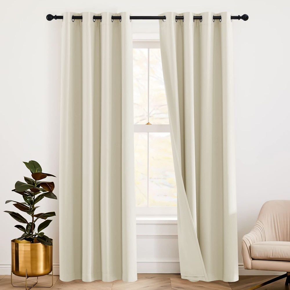 Acoustic Curtains Blackout Privacy Window Treatment Thermal Insulating 3-in-1...