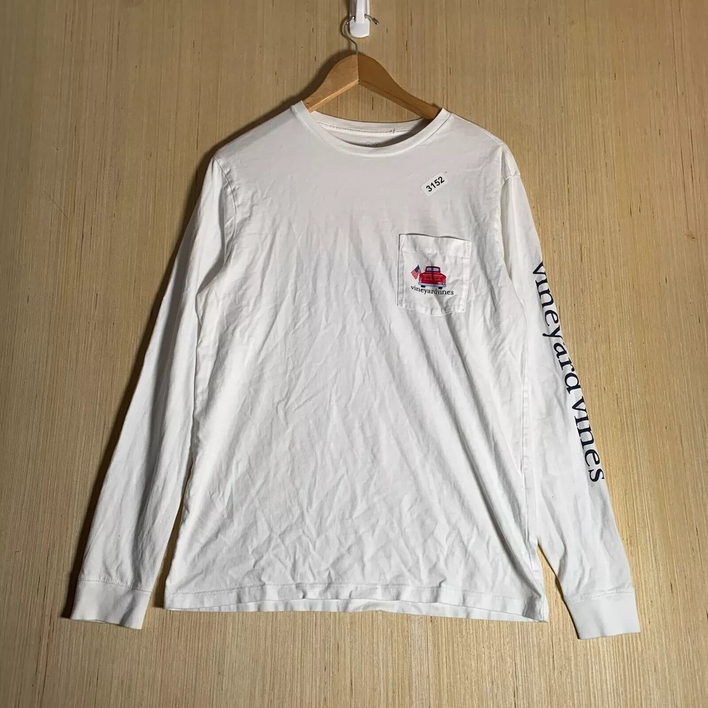 Vineyard Vines Shirt Adult Small White Long Sleeve Men's Pullover Graphic Print