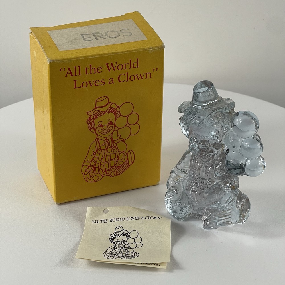 Mosser Art Glass 1981 Balloon Clown Eros Heather Bloom Lavender Vintage with Box