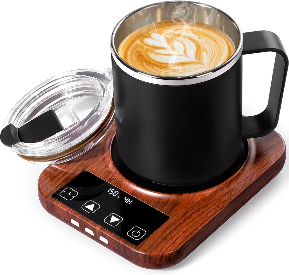 Coffee Mug Warmer Set with Auto Timer and Insulated Mugs