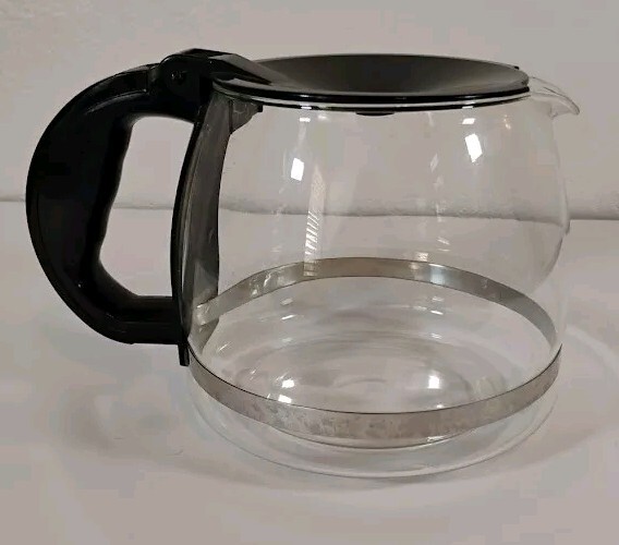 12-Cup Glass Coffee Pot Carafe with Black Lid & Handle  