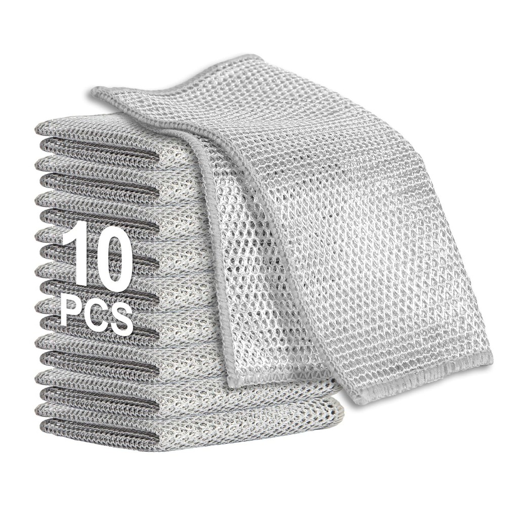 Non Scratch Wire Dishcloth Double Layer Steel Cleaning Cloth Multipurpose Wire D