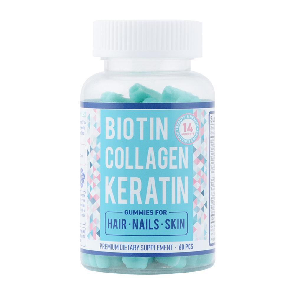 Biotin Collagen Keratin Gummies for Hair Growth Skin Nails Joints 60 Count