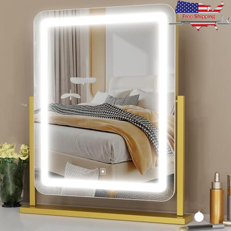 3X Lighted Makeup Mirror with 5X Magnification 360 Rotation 3 Color Modes