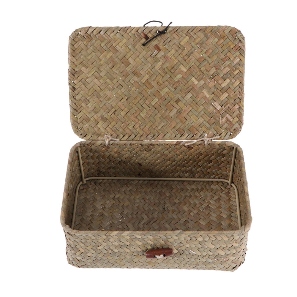 Picnic Basket Woven Cube Storage Bins Small Rattan Box Rattan Container