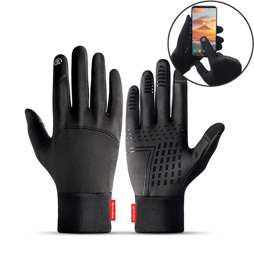Men's Winter Full Finger Gloves Thermal Windproof Silicone Touch Screen Gloves