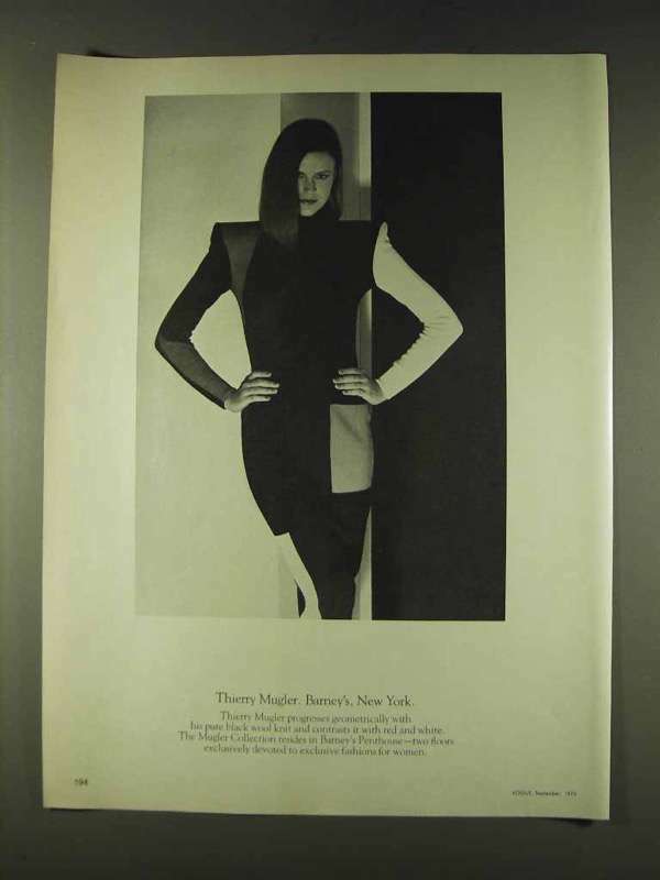 1979 Thierry Mugler Fashion Ad - Barney's, New York
