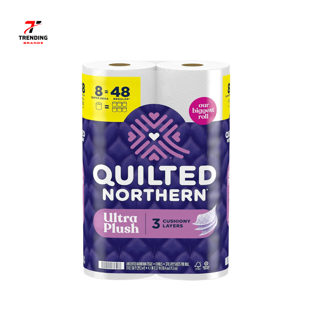 Quilted Northern Ultra Plush Toilet Paper, 8 Super Mega Rolls = 48 Regular Rolls