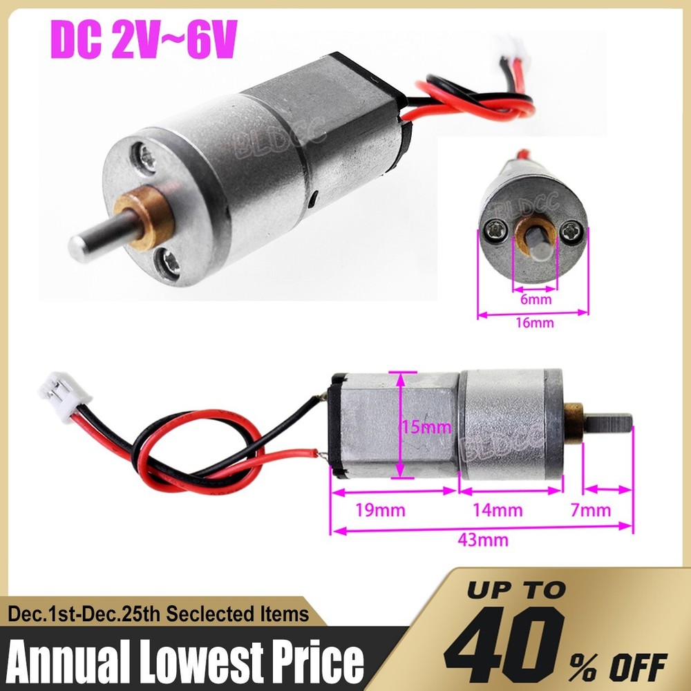DC 5V CW/CCW Micro Speed Reduction Gear Motor 2V-6V Mini Full Metal Geared Motor-image