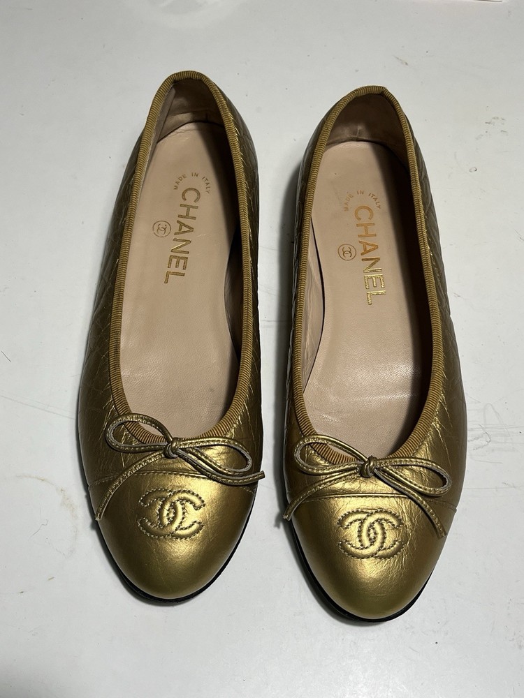 Chanel Ballet Flats Gold Size 37.5