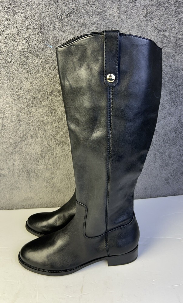 INC International Concepts Fawne Leather Riding Boots Black Size 6.5 Zipper