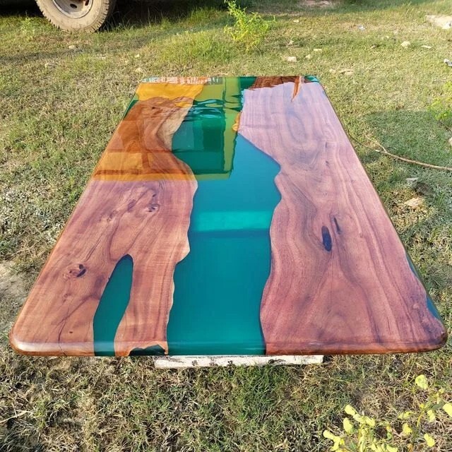 Clear Epoxy Resin Coffee Table Top, Wooden Epoxy Table Home Patio Decors 36