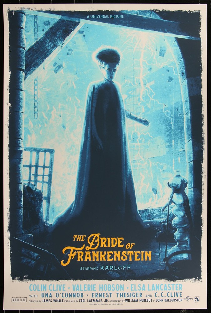 The Bride of Frankenstein by Kevin M Wilson 97/150 Screen Print Movie Art Poster