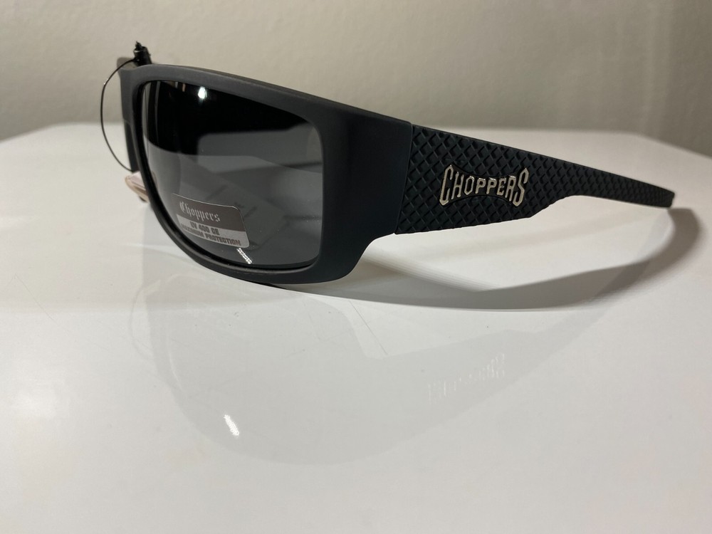 Men's black frame riding sunglasses with smoke black lenses