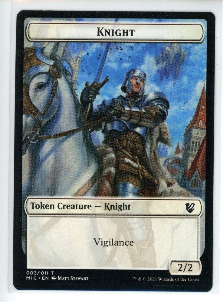 KNIGHT // WOLF DOUBLE-SIDED TOKEN Midnight Hunt Commander #3//13 MIC(NM+)(MTG)