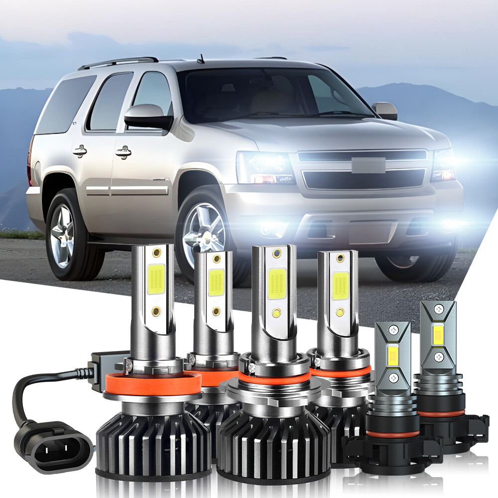 For Chevy Suburban Tahoe 2007-2014 6x LED Headlights w/Fog Light Bulbs Combo Kit