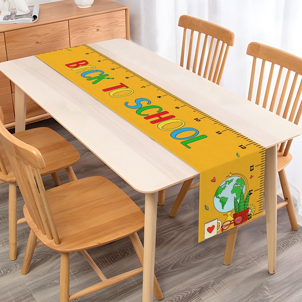 Back to School Table Runner Ruler Students Kids First Day of School Party Dec...-image
