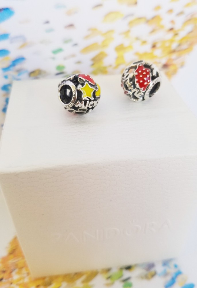 Set of 2 New Pandora Authentic Disney Minnie and Mickey Bodyparts Charms