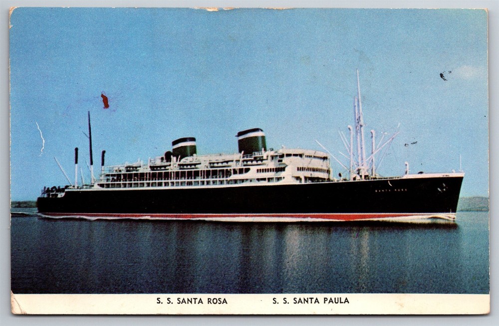 SS Santa Rosa SS Santa Paula Grace Line Cruise Ships S America C1939 Postcard G6