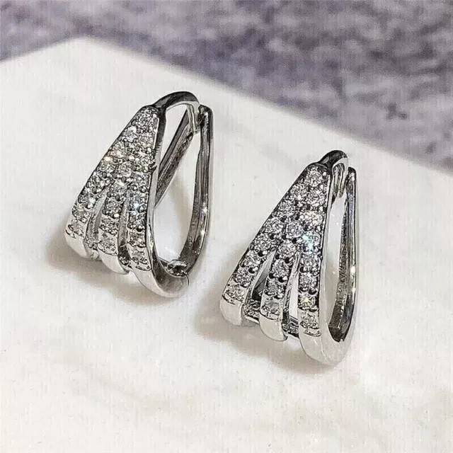 1.50 Ct Round Cut Moissanite Women's Huggie Hoop Earrings 14k White Gold Plated