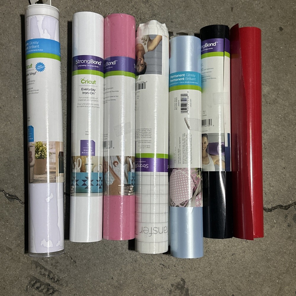 Cricut Strong Bond Everyday Iron On Lot of 7 rolls Premium Vinyl 3 New 4 Used