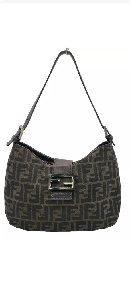 Fendi Zucca Canvas Mamma Baguette Hobo Shoulder Bag NS011600