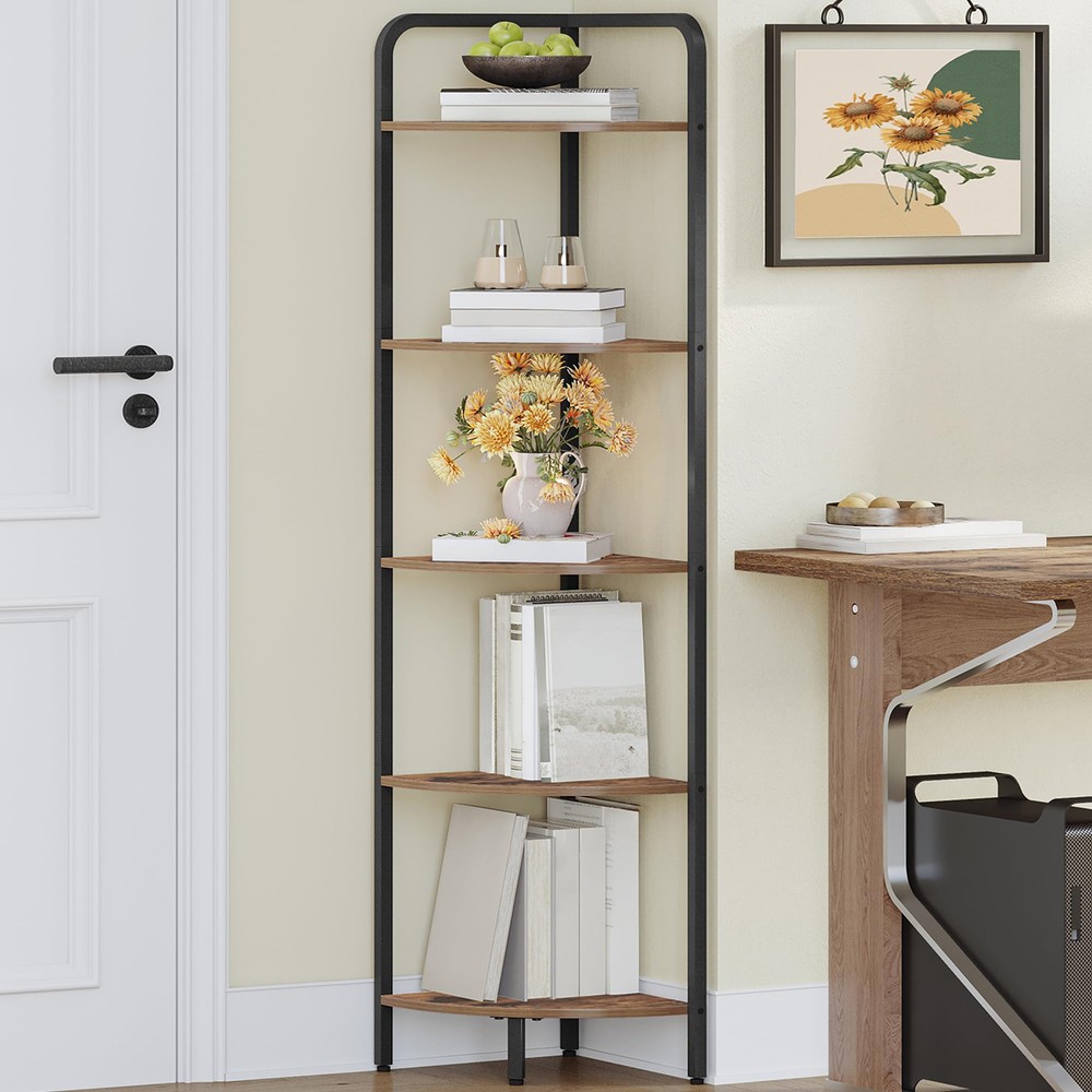 Corner Shelf Stand, Corner Bookshelf Bookcase, Plant Shelf, Corner Display Ra...