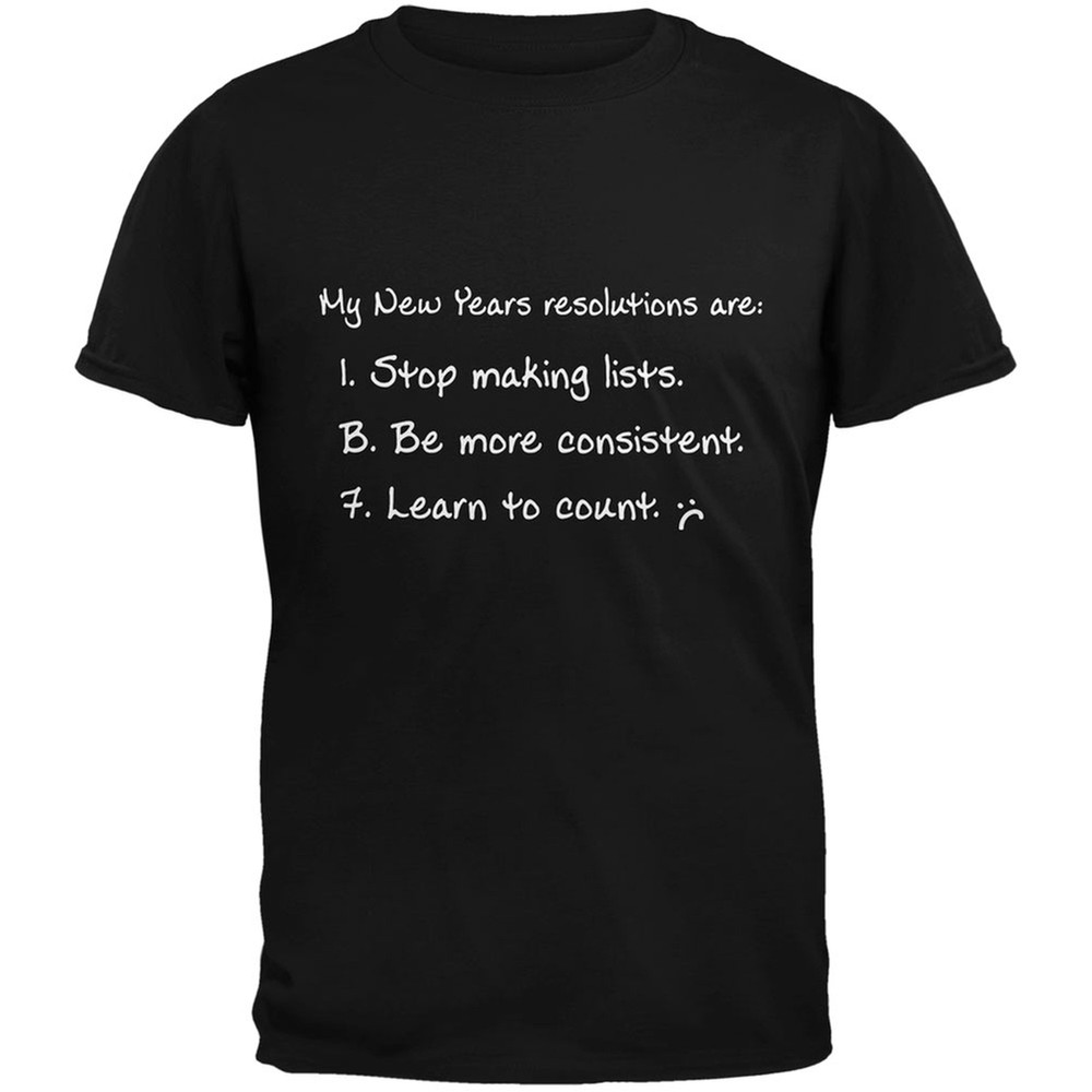 New Years Learn to Count Black Adult T-Shirt