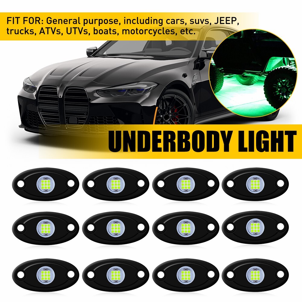 12x LED Rock Lights Underbody Light For Jeep Offroad Truck ATV UTV 4X4 Car Boat