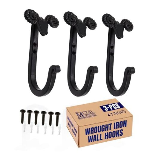 Sheep Headed Iron Hooks Wall Mount Black Hanger Set of 3 Sheep Head - Set of 3