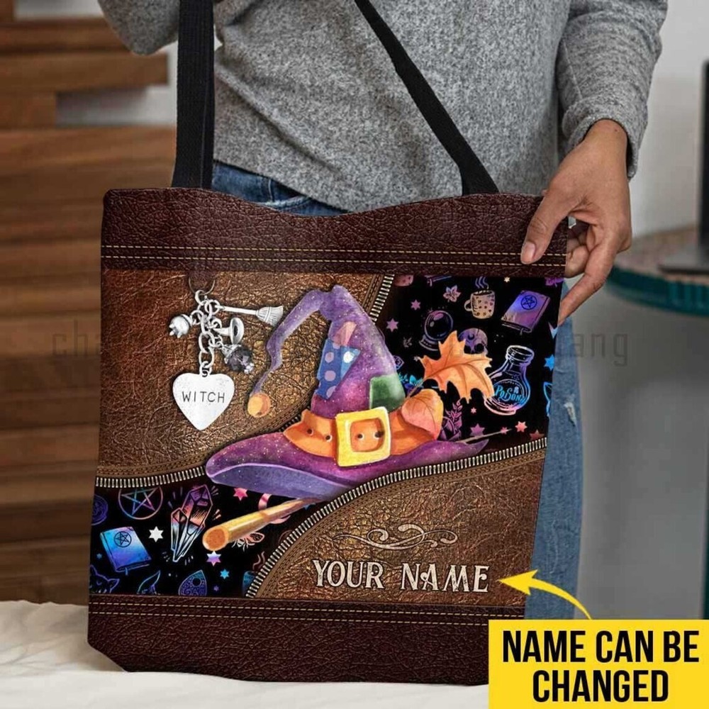 Personalized Witchy Vibes Tote Bag, Halloween Witch Handbag, Wicca Lover Gift
