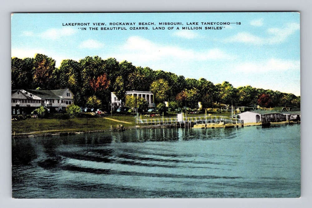 Rockaway Beach MO-Missouri, Lakefront Views, Lake Taneycomo, Vintage Postcard