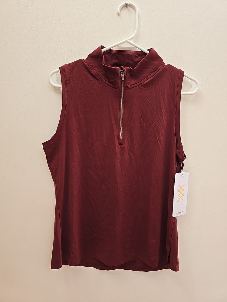 NWT Rhone Womens Course To Court 1/4 Zip Tank Size M Burgundy Mock Golf Tennis