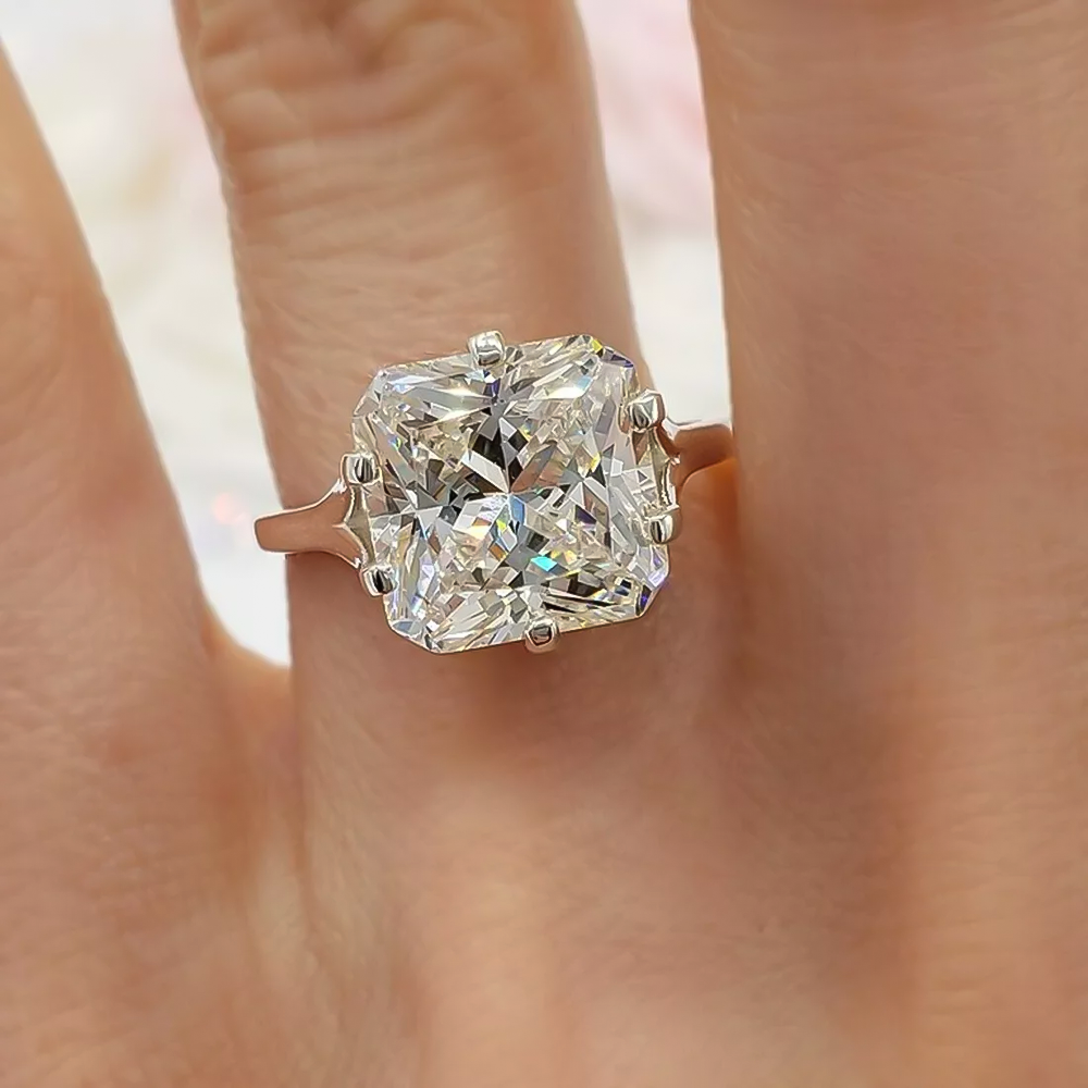 3.25 Ct Certified Radiant Cut White Solitaire Diamond 925 Sterling Silver Ring
