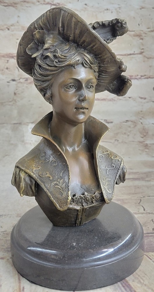 Solid Bronze Sculpture Spelter Art Deco Bust Classy Girl Statues Figure Sale Art